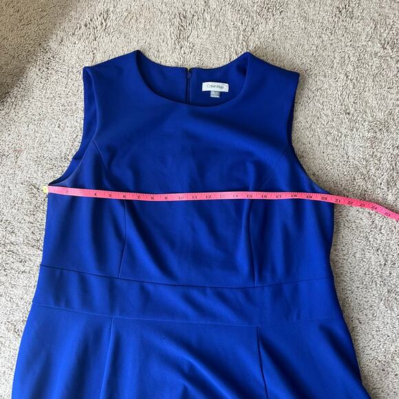 Calvin Klein Blue Dress with Black Floral Embroidery 18W - Picture 5 of 6